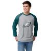 FOCO Philadelphia Eagles NFL Mens Gray Big Logo Raglan - L view 1