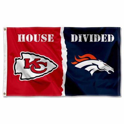 Chiefs and Broncos House Divided Flag Rivalry Banner