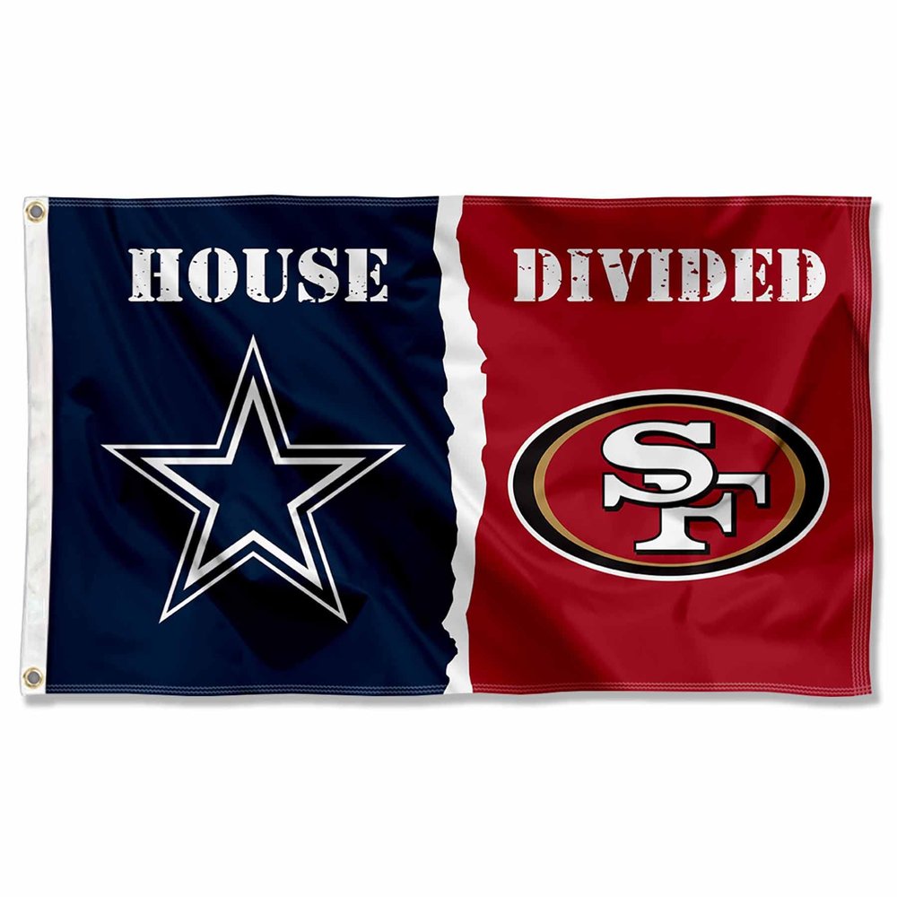 Cowboys and 49ers House Divided Flag Rivalry Banner