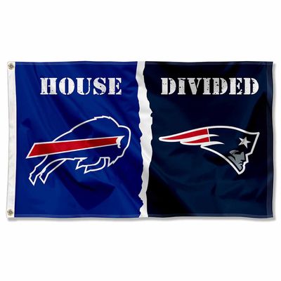Buffalo Bills and New England Patriots House Divided Flag Rivalry Banner
