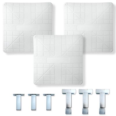 Cannon Sports Pro Molded Base Set of 3 for Baseball and Softball - 15" x 15" Molded Rubber with High-Density Foam Core Ground Anchored Bases - Includes 1st, 2nd, 3rd Base