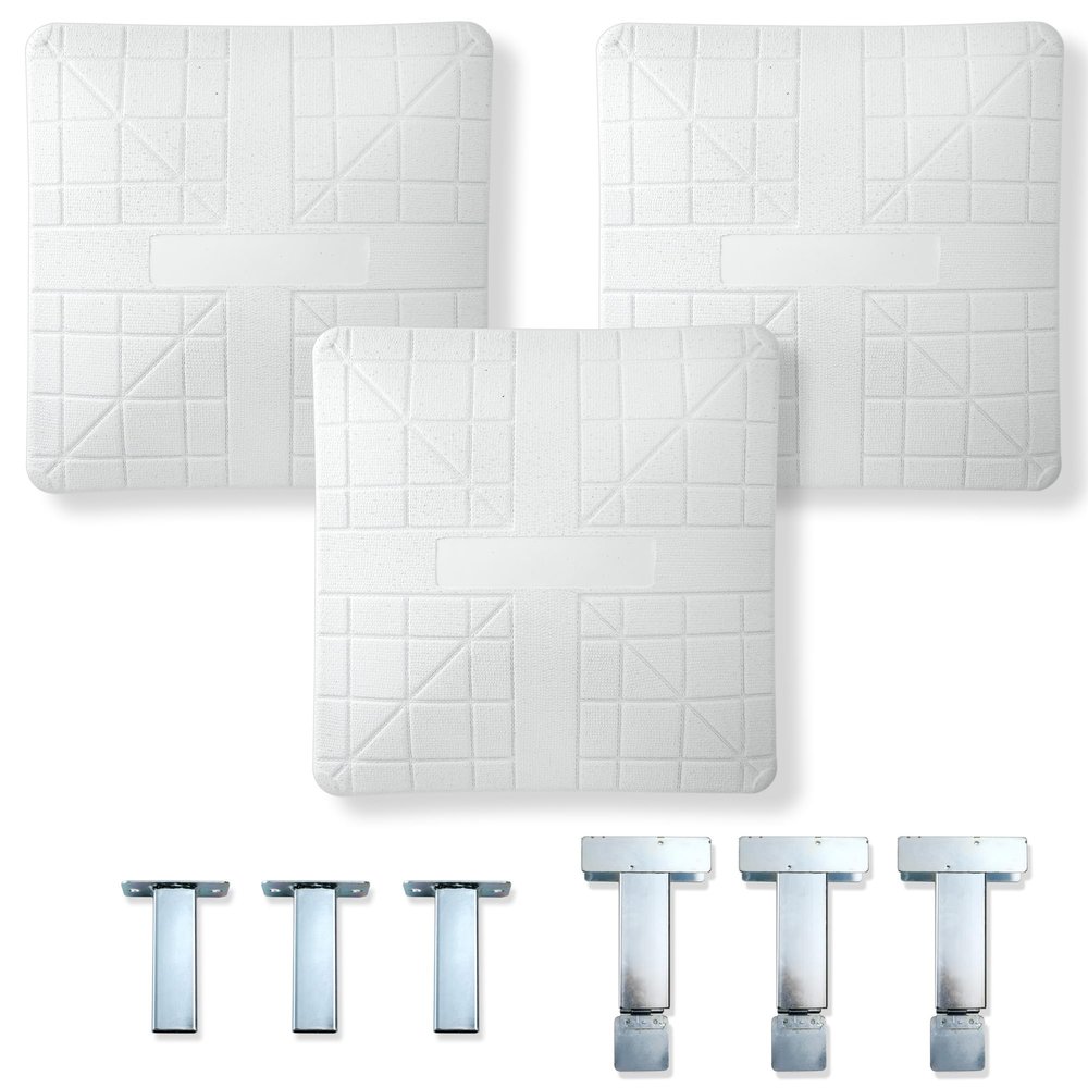 Cannon Sports Pro Molded Base Set of 3 for Baseball and Softball - 15" x 15" Molded Rubber with High-Density Foam Core Ground Anchored Bases - Includes 1st, 2nd, 3rd Base
