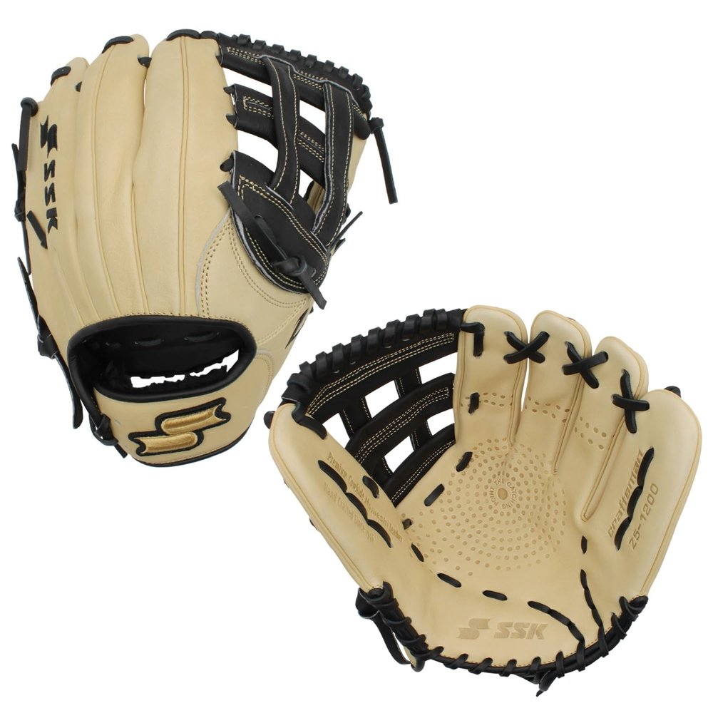 SSK Z5 Craftsman Infield Baseball Glove  11.25 - 11.5 - 11.75 - 12  Right & Left Hand Throw (Camel/Black - H Web, 12" - Left Hand Throw)