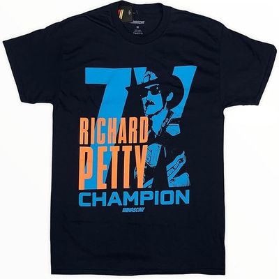 Richard Petty The King Seven Time Champion Men's T-Shirt Navy (X-Large)