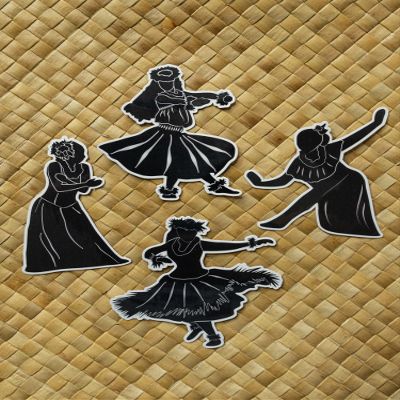 Aloha Outlet Black Hula Silhouette Stickers (Set of 4)