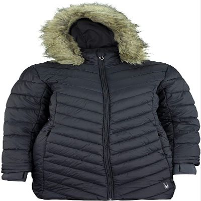 Spyder Women's Boundless Faux Fur Long Puffer Coat, Black Small