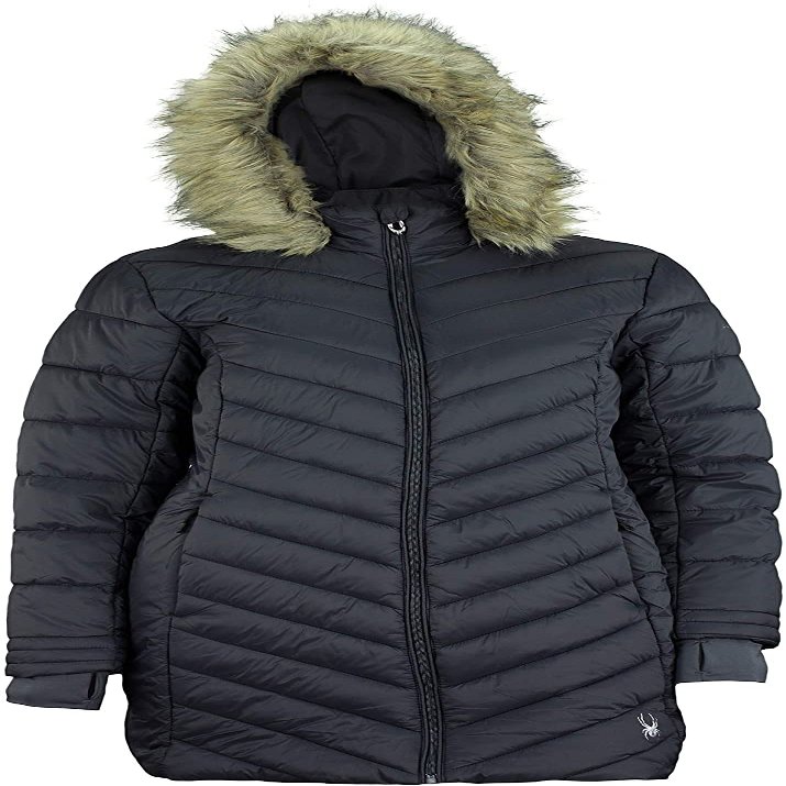 Spyder Women's Boundless Faux Fur Long Puffer Coat, Black Small