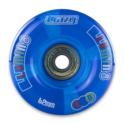 Light Up Roller Skate Wheels | Set of 2 Wheels | Bright LEDs that light up and are powered by movement - Blue (Size: 62mm)