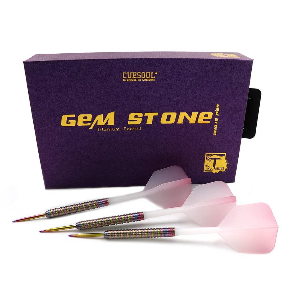 CUESOUL Pink GEM Stone 22g Steel Tip 90% Tungsten Darts