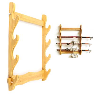 TFCFL 4 Tier Wall Mount Bamboo Sword Stand, Medieval Sword Wall Mount Samurai Sword Display Stand Katana Sword Holder Gladiator Sword Wall Display Crusader Sword Stand Knife Stand, 13.8x20.08 Inch