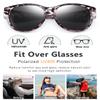 Br'Guras Polarized Oversized Fit Over Glasses Sunglasses for Women and Men Wear Over Glasses with Cat Eye Frame Shopping Running Driving(Grey Leopard-Black/Non-mirrored) view 2