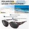 Br'Guras Polarized Oversized Fit Over Glasses Sunglasses for Women and Men Wear Over Glasses with Cat Eye Frame Shopping Running Driving(Grey Leopard-Black/Non-mirrored) view 4