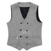 HSLS Mens Herringbone Double Breasted Vests Suit Wool Business Tweed Waistcoats Slim Fit(X-Large, Silver) view 1
