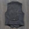 HSLS Mens Herringbone Double Breasted Vests Suit Wool Business Tweed Waistcoats Slim Fit(X-Large, Silver) view 3