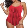 Century Star Womens Athletic One Piece Retro Flounce Swimsuits Ruffled Tiered Tummy Control Swimwear Plus Bathing Suits Red Flounce 6-8 view 1