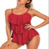 Century Star Womens Athletic One Piece Retro Flounce Swimsuits Ruffled Tiered Tummy Control Swimwear Plus Bathing Suits Red Flounce 6-8 view 3