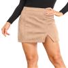 VNDFLAG Women's High Waist Faux Suede Side Split Bodycon Short Mini Skirt view 1