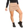 VNDFLAG Women's High Waist Faux Suede Side Split Bodycon Short Mini Skirt view 2