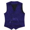HSLS Mens Herringbone Double Breasted Vests Suit Wool Business Tweed Waistcoats Slim Fit(Small, Royal Blue) view 1