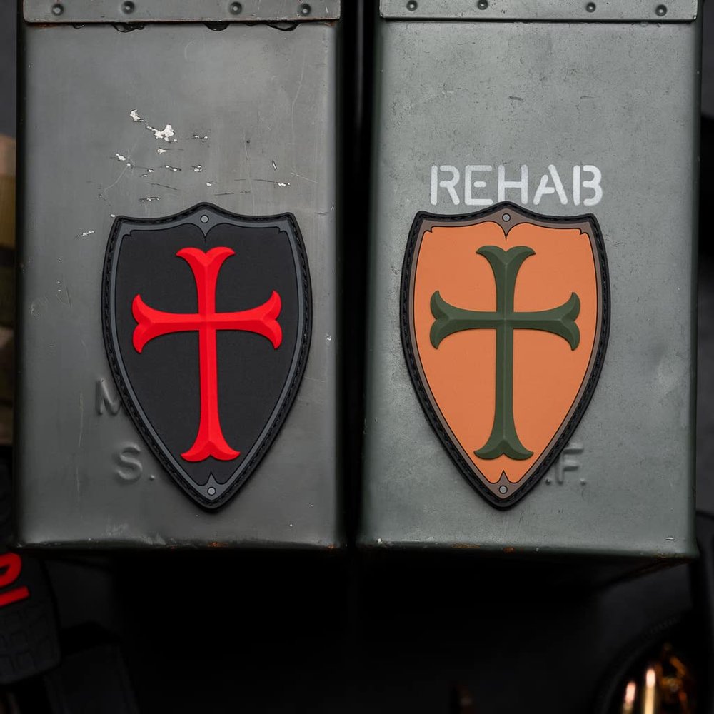 Knights Templar Cross Shield Morale Patch - PVC Rubber Morale Patch, Hook Backed Morale Patch, Knights Templar Shield by NEO Tactical Gear (Earth)
