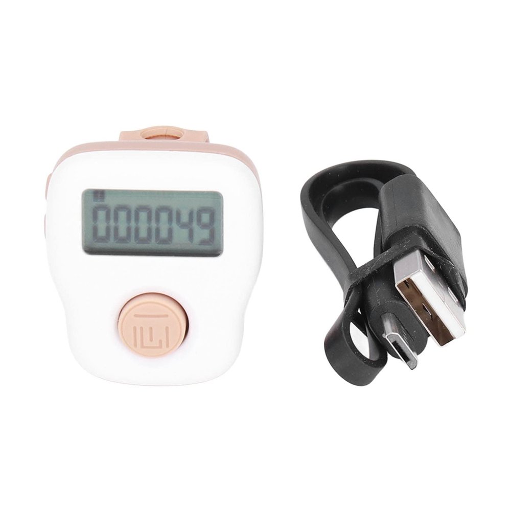 Zerodis Ring Counter Electronic Finger Counter White Manual Luminous USB Rechargeable Sweat Proof Silicone Counter for All