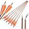 SHARROW Archery 31 Inch Carbon Hunting Arrows,Turkey Feather Fletching with Replaceable Tips, Targeting Practice Arrows Spine 340 400 500 600 for Compound Recurve Bow Long Bow 6/12pcs (Spine 400, 12) view 1