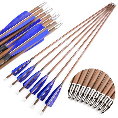 SHARROW 31 Inch Archery Carbon Arrows, Pure Carbon Fiber Arrow Spine 340 400 500 600 with 4" Turkey Feathers Removable Points for Hunting/Targeting Compound/Recurve/Long Bow 6/12Pack (Spine 500, 12)