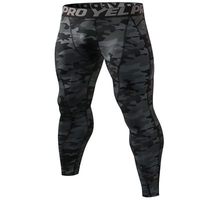 Yuerlian Men's Compression Pants Baselayer Cool Dry Sports Tights Leggings Running Tights 1 Pack Camouflage Black