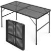 FiveJoy Portable Camping Table, Folding Picnic Outdoor Table, Adjustable Height Collapsible Table with Aluminum Top Mesh Layer for Picnic Kitchen BBQ Grill Backyard view 1