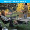 FiveJoy Portable Camping Table, Folding Picnic Outdoor Table, Adjustable Height Collapsible Table with Aluminum Top Mesh Layer for Picnic Kitchen BBQ Grill Backyard view 2