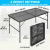 FiveJoy Portable Camping Table, Folding Picnic Outdoor Table, Adjustable Height Collapsible Table with Aluminum Top Mesh Layer for Picnic Kitchen BBQ Grill Backyard view 3