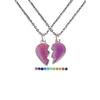 2Pcs/Set Temperature Sensing Color Changing Best Friens Friendship Necklace Stainless Steel Chain Broken Heart Pendant BFF Mood Jewelry Birthday Party Gifts-heart view 1