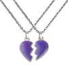 2Pcs/Set Temperature Sensing Color Changing Best Friens Friendship Necklace Stainless Steel Chain Broken Heart Pendant BFF Mood Jewelry Birthday Party Gifts-heart view 3