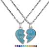 2Pcs/Set Temperature Sensing Color Changing Best Friens Friendship Necklace Stainless Steel Chain Broken Heart Pendant BFF Mood Jewelry Birthday Party Gifts-best view 1