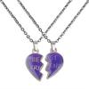 2Pcs/Set Temperature Sensing Color Changing Best Friens Friendship Necklace Stainless Steel Chain Broken Heart Pendant BFF Mood Jewelry Birthday Party Gifts-best view 3