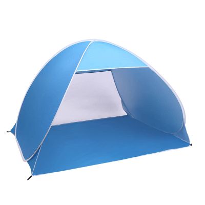 NC 2-3 Person Beach Tent Pop Up Sun Shelter Tent Big Automatic Sun Umbrella 2-3 Person Fishing Beach Shelter Blue