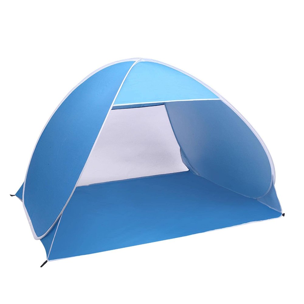 NC 2-3 Person Beach Tent Pop Up Sun Shelter Tent Big Automatic Sun Umbrella 2-3 Person Fishing Beach Shelter Blue