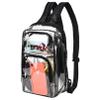 Clear Backpack Stadium Approved 12126 with Breathable Shoulder Straps, Clear Sling Bag for Stadium Work Concert Festival - Black view 1
