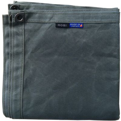 HOBI Canvas Tarp LL 6.6'3.3, [Made in Japan] 8 Oz. 22 Mil Thick Water Resistant Paraffin Coating Big Grommet4 [RoughTough] Very Light Weight Heavy Duty Black OliveThird Survive TARP