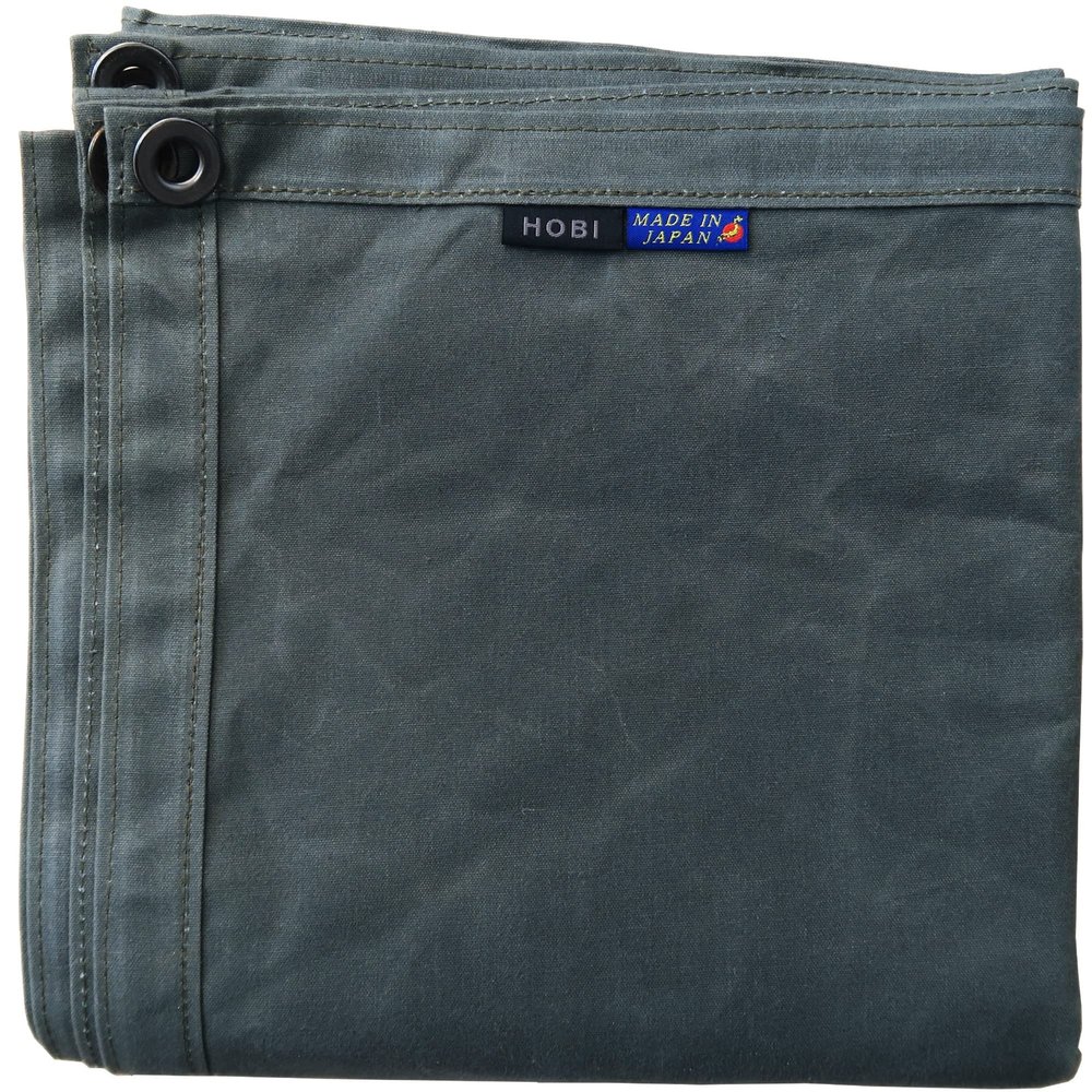 HOBI Canvas Tarp LL 6.6'3.3, [Made in Japan] 8 Oz. 22 Mil Thick Water Resistant Paraffin Coating Big Grommet4 [RoughTough] Very Light Weight Heavy Duty Black OliveThird Survive TARP