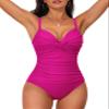 Hilor Women's Underwire One Piece Swimsuit Ruched Tummy Control Bathing Suits Twist Front Swimwear Hot Pink 18 view 4