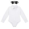Yihuimin Boys Girls Long Sleeve Button Down Leotard Latin Dance Shirts Salsa Tango Athletic Top White 10 Years view 3