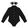 Yihuimin Boys Girls Long Sleeve Button Down Leotard Latin Dance Shirts Salsa Tango Athletic Top Black 6 Years view 3