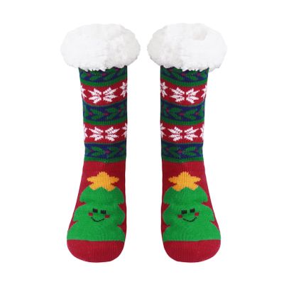 YiZYiF Socks for Christmas Women Slipper Socks Warm Cozy Fuzzy with Fleece-lined Type S One Size