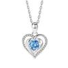COLORFUL BLING Luxury Blue Love Heart Pendant Necklac Crystal Cubic Zirconia CZ for Women Lover Wedding Romantic Jewelry Velentine's Day Gift-Blue view 1