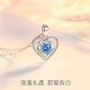 COLORFUL BLING Luxury Blue Love Heart Pendant Necklac Crystal Cubic Zirconia CZ for Women Lover Wedding Romantic Jewelry Velentine's Day Gift-Blue view 3