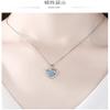 COLORFUL BLING Luxury Blue Love Heart Pendant Necklac Crystal Cubic Zirconia CZ for Women Lover Wedding Romantic Jewelry Velentine's Day Gift-Blue view 4