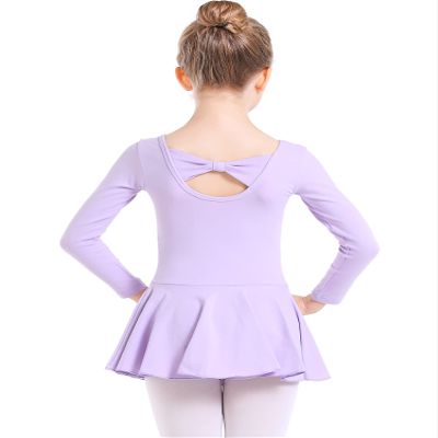 danswan Long Sleeve Ballet Dance Cotton Skirted Leotards Dresses Tutu Outfit for Ballerina Toddler Girls (2-3T, Purple)