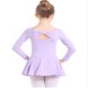danswan Long Sleeve Ballet Dance Cotton Skirted Leotards Dresses Tutu Outfit for Ballerina Toddler Girls (2-3T, Purple) view 1