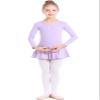 danswan Long Sleeve Ballet Dance Cotton Skirted Leotards Dresses Tutu Outfit for Ballerina Toddler Girls (2-3T, Purple) view 2